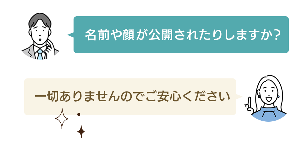 名前や顔が公開されたりしますか？