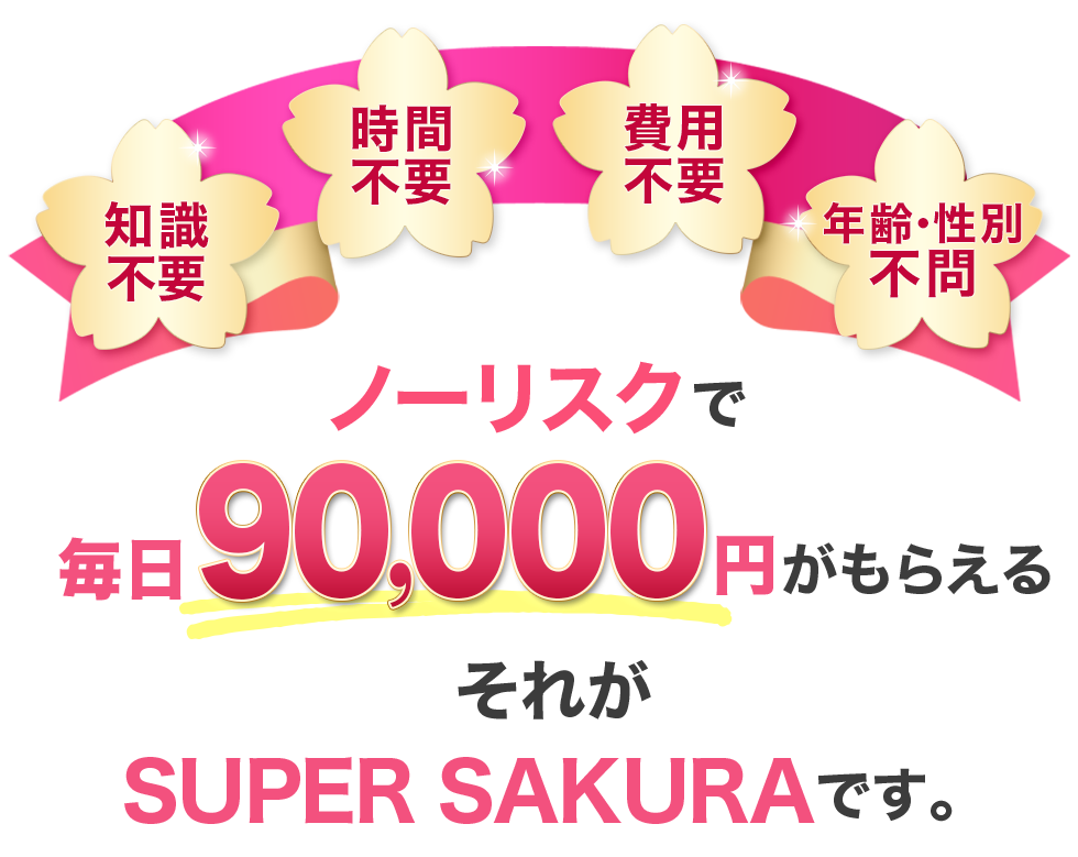 知識不要、時間不要、費用不要、年齢・性別不要。ノーリスクで毎日90,000円がもらえる。